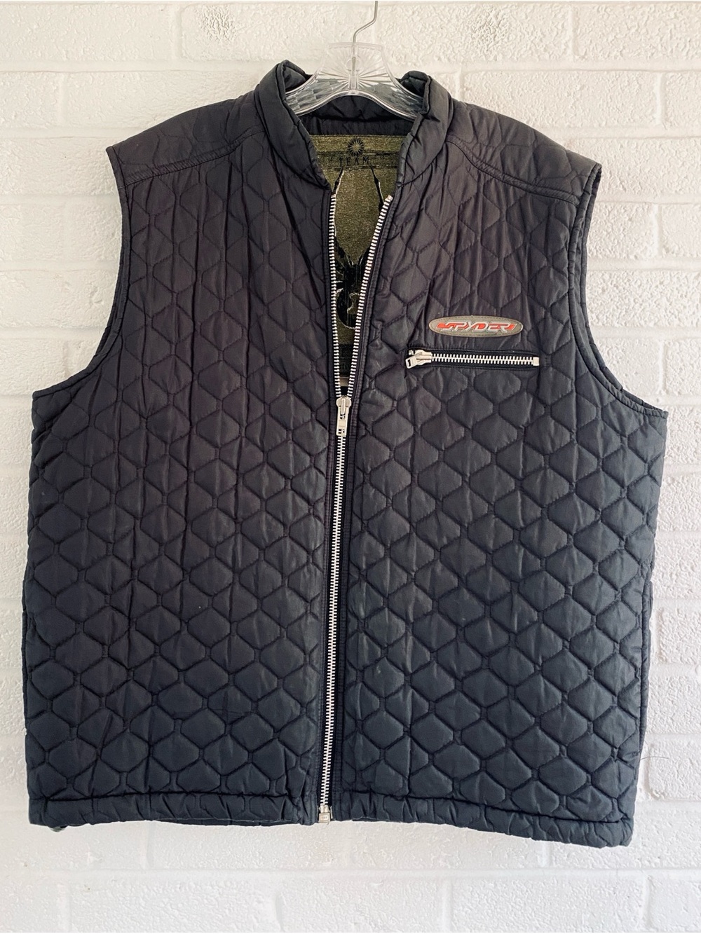Spyder Puffer Vest Winter Vintage Y2K 90s Activewear Large Black Full Zip Logo
